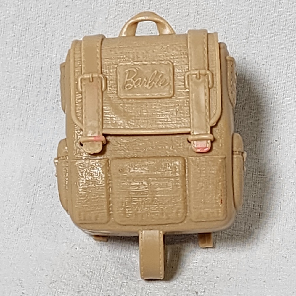 Mattel Barbie Doll Clothing Tan Camping Backpack Hiking Backpack Accessory Opens